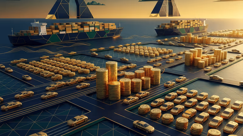 수출을 기다리며 항구에 주차된 GM 한국사업장의 SUV 차량들