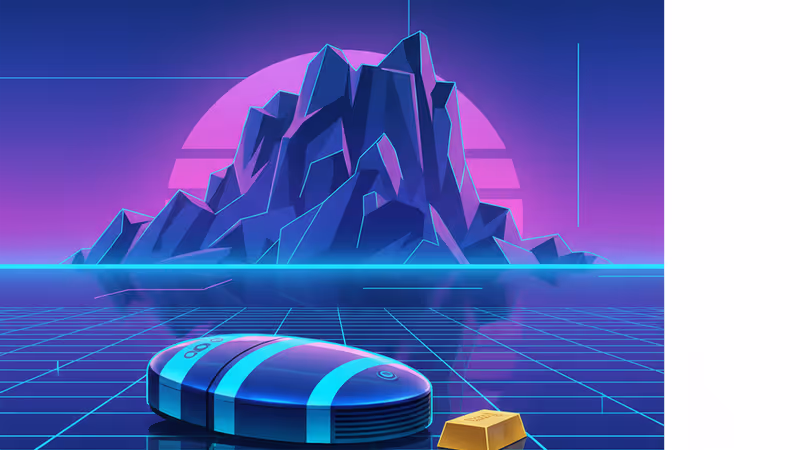 A robot vacuum, a gold bar, and an Antarctic landscape