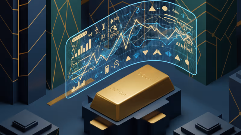 3,000달러 숫자가 표시된 차트 앞의 금괴