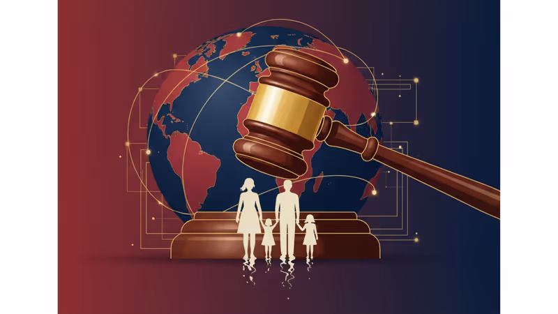 Concept image of a gavel and silhouettes representing the Goo Hara Law's impact on family inheritance