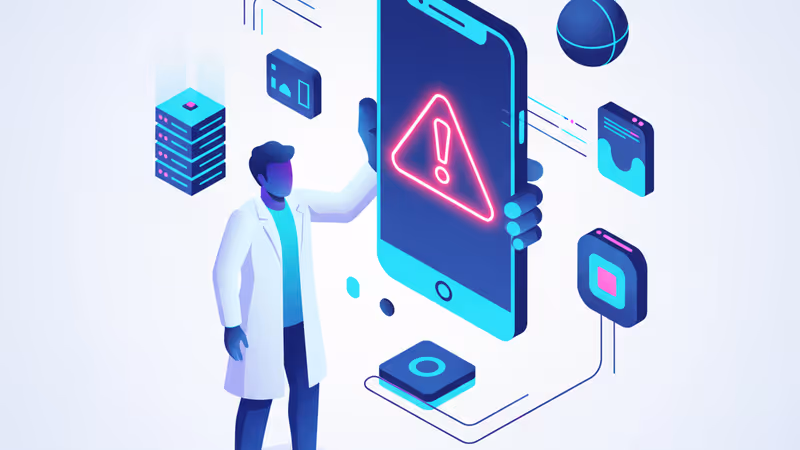 Smartphone screen with a red danger warning icon