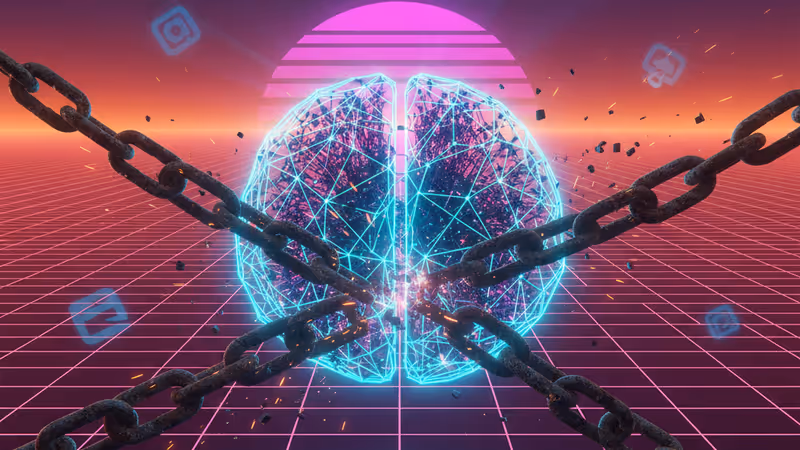 象徵 AI 內容審核爭議的數位天平與手機警告標示