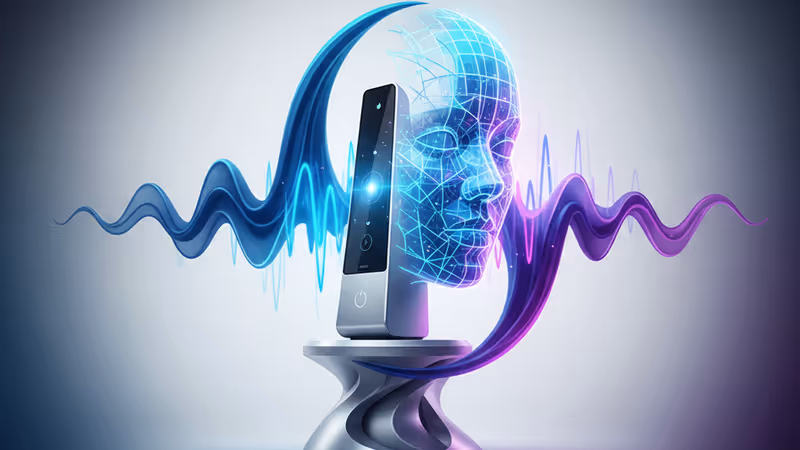 數位聲波形成心跳與人臉輪廓的抽象藝術圖