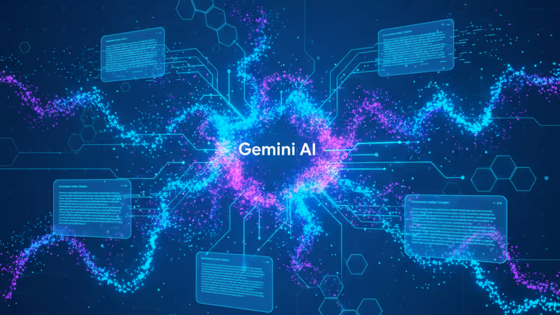구글 지메일 서비스에 제미나이 AI 기술이 통합되는 모습을 형상화한 그래픽