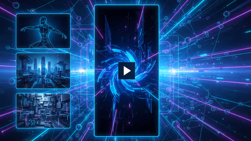 從三張參考圖片轉化為生成影片的技術示意圖