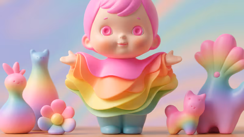 Vintage Precious Moments porcelain figurines on a shelf