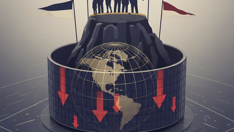 Nikkei 225 index display at a Tokyo securities firm reflecting a market dip.