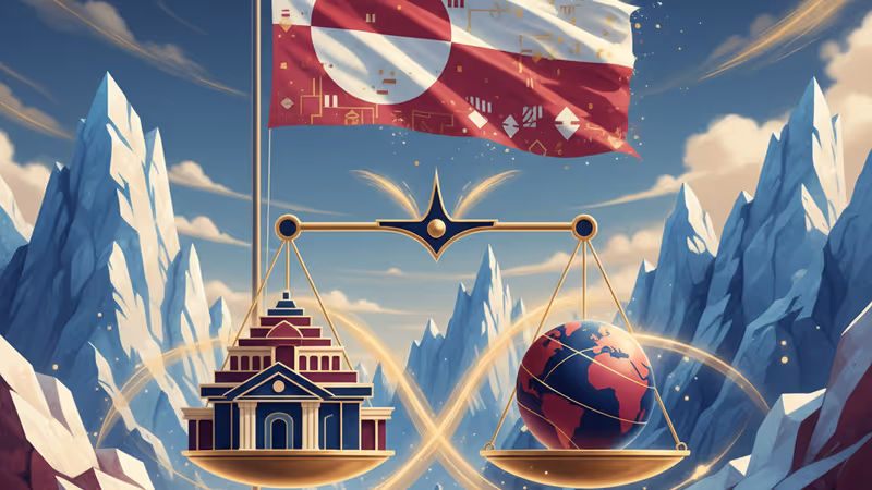 格陵蘭國旗插在冰雪中象徵主權不容侵犯