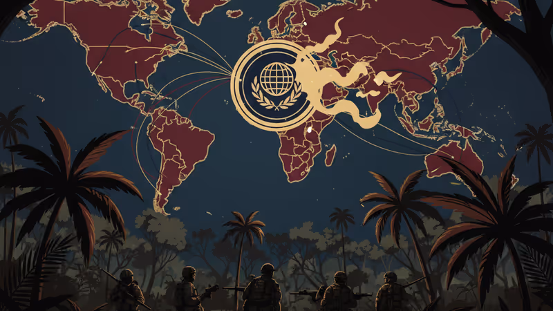 タイとカンボジアの国境地帯で警戒にあたる兵士と遠くに見える煙