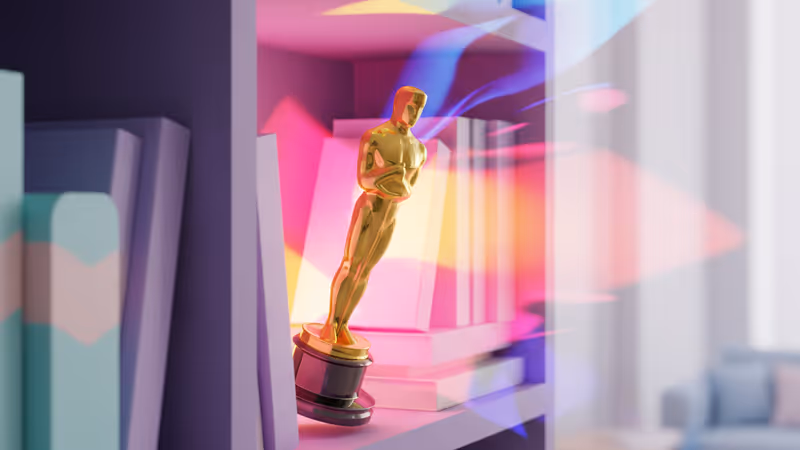An Oscar statuette on a shelf reflecting Paltrow's personal story.