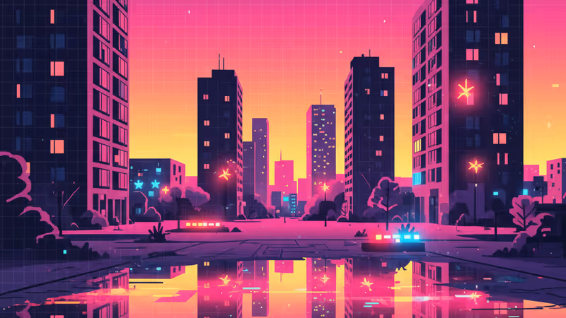 경찰차 불빛이 비치는 조용한 아파트 단지 전경