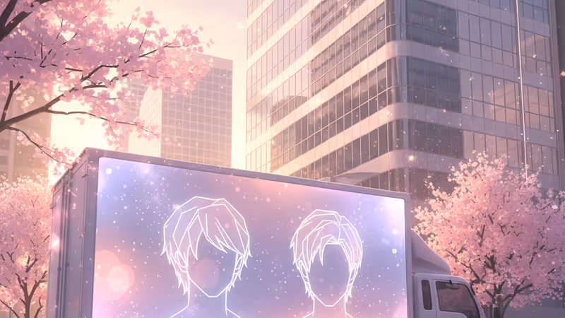 停在首爾街頭、顯示著針對 ENHYPEN 髮型要求內容的抗議卡車