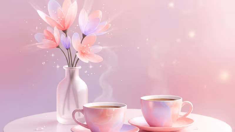 소개팅을 기다리는 따뜻한 분위기의 카페 내부 모습