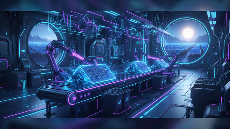 Interior view of the Hanwha Qcells solar panel recycling facility in the US