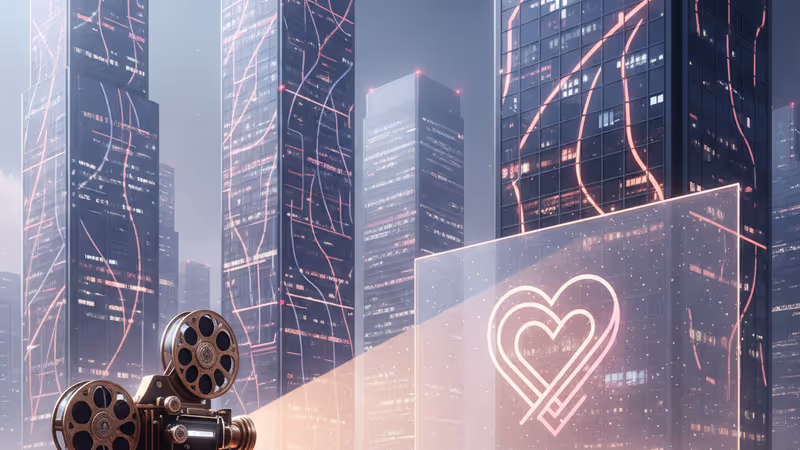 영화 하트맨의 분위기를 담은 시네마틱 하트 로고 이미지