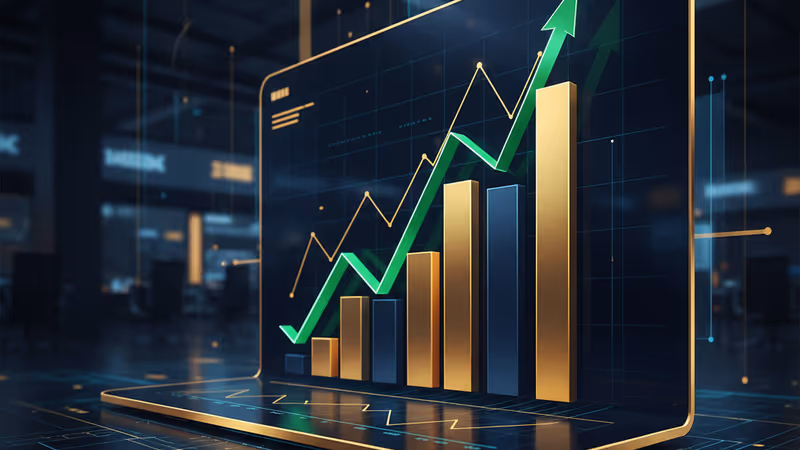 上昇する金融グラフと現代的な取引所の背景