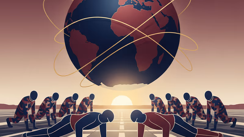 버지니아주 군사 기지에서 함께 체력 단련을 하는 미일 국방 장관