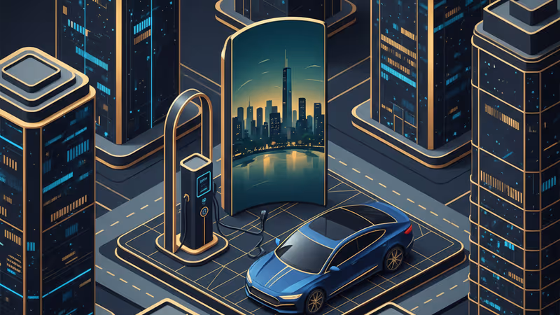 胡志明市繁華街道上整齊排列的電動機車與現代化建築