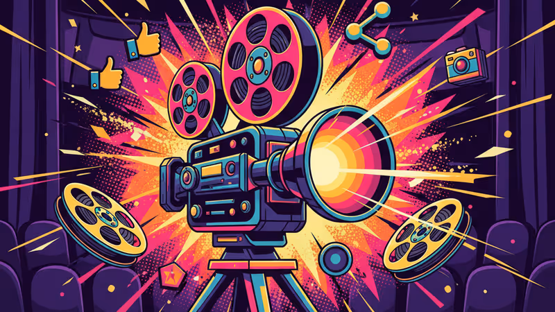 Glowing vintage movie projector lens in a dark cinema