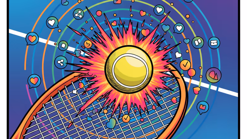 筆記型電腦螢幕顯示澳網比賽畫面與VPN連線示意圖