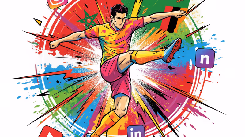 摩洛哥足球場夜景與數位直播介面示意圖