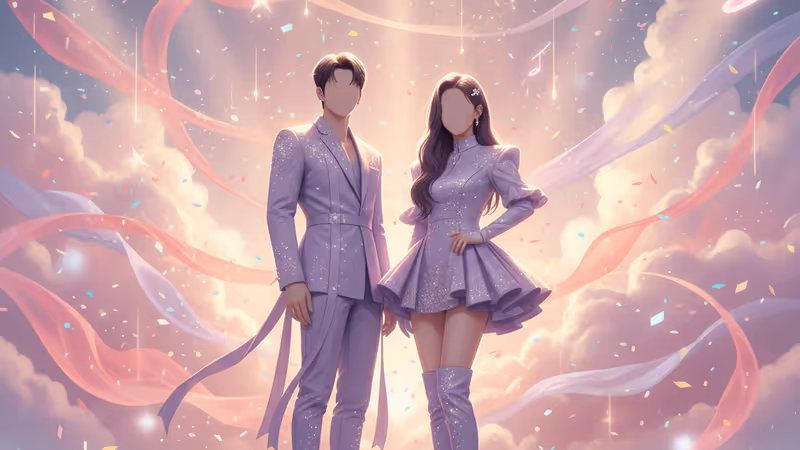 GQ Koreaの画報でハイヒールを履きポーズをとるヒュニンカイとバヒエ