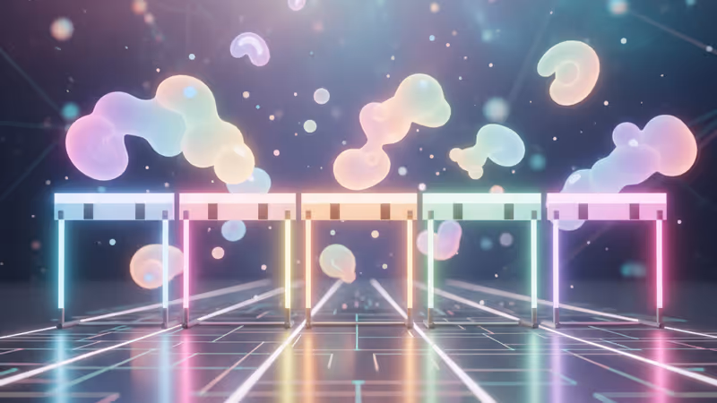 5단계의 허들이 놓인 디지털 퍼즐 트랙 이미지