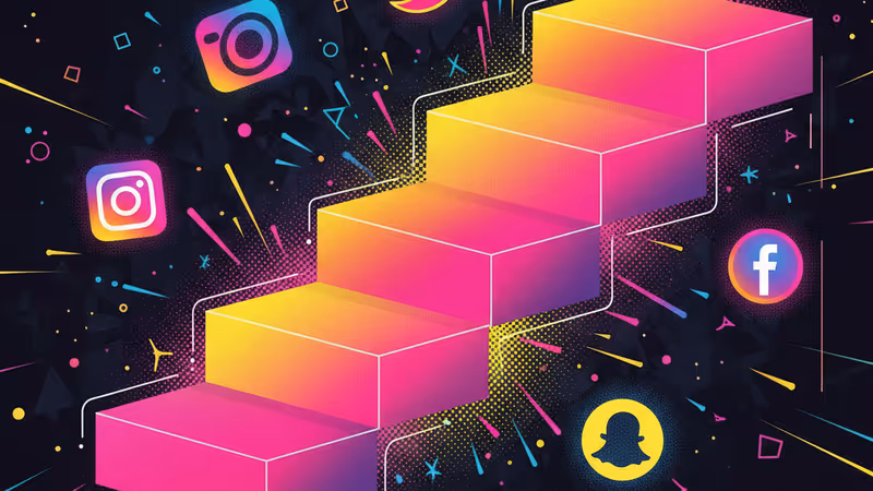 Five interconnected neon letter blocks as a stairs