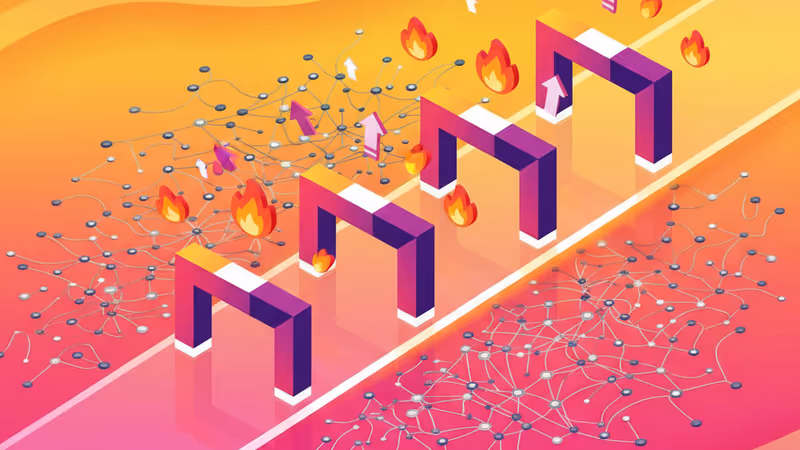 Five sets of letter tiles arranged as hurdles on a digital track