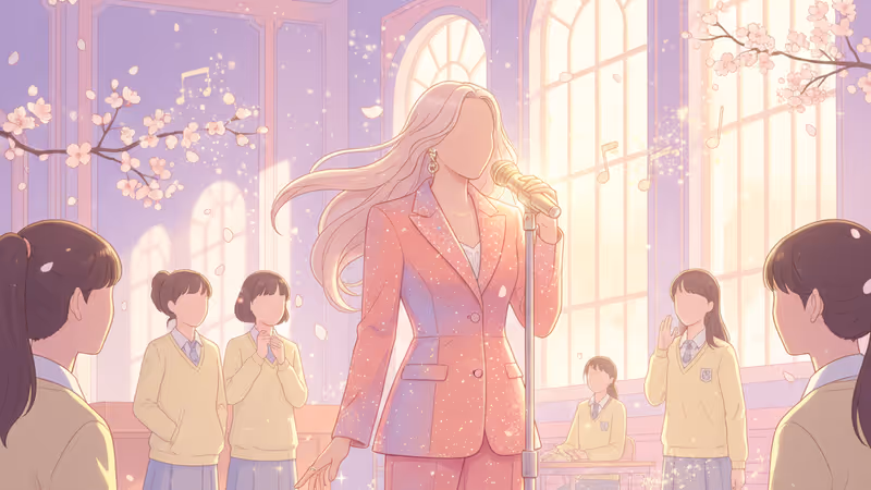 在首爾表演藝術高中與學生交流的MAMAMOO華莎