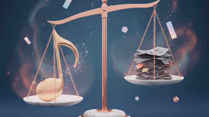 하이브와 이타카 홀딩스 인수를 상징하는 재무 그래프와 음악 기호