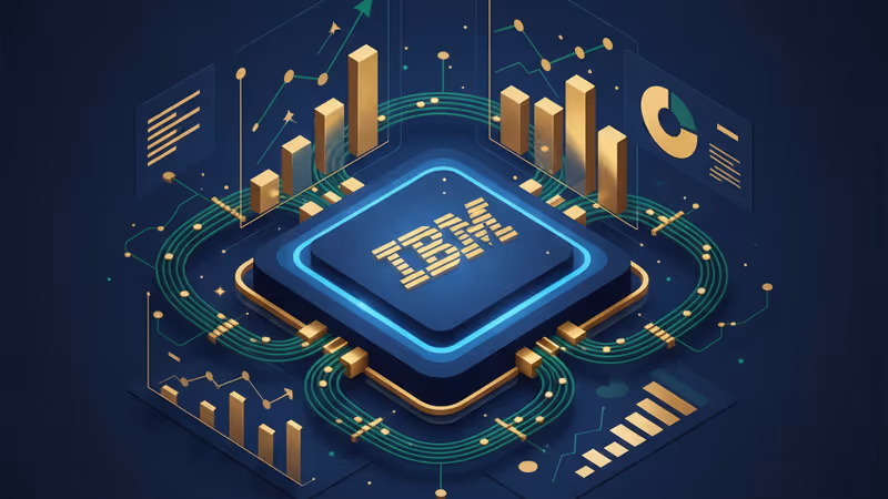 IBMのクラウドとAI技術の融合を象徴する青いグリッドとニューラルネットワークのイメージ