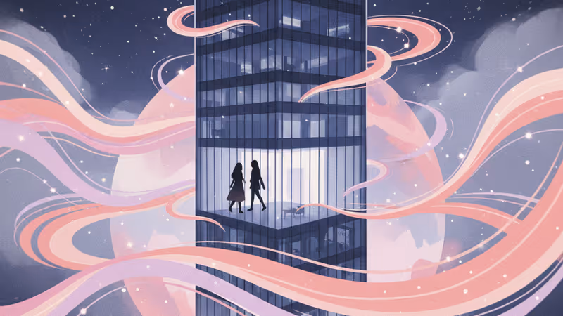 밤늦게 하이브 사옥 인근을 걷는 아일릿 멤버들의 실루엣