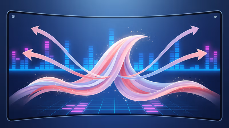 2026년 K-팝 차트 순위 상승을 나타내는 디지털 그래프