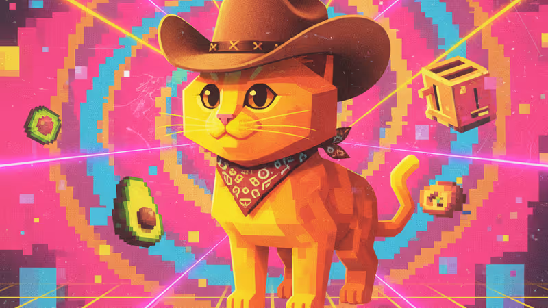 一張戴著牛仔帽的貓的超現實荒謬迷因圖