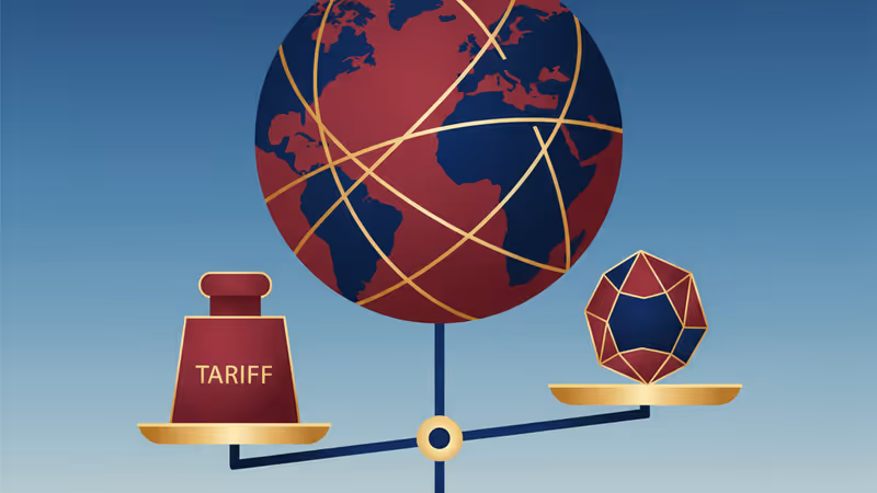 米中の国旗を象徴する経済成長のグラフと高層ビル群