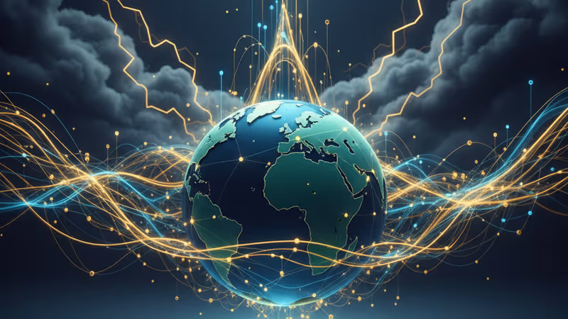 AIネットワークが広がる地球と貿易コンテナの背景