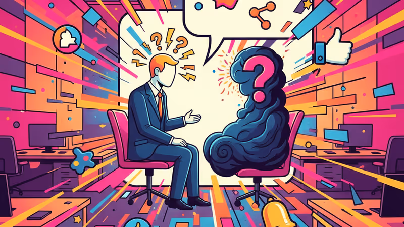 面接官の奇妙な質問に困惑する応募者の様子