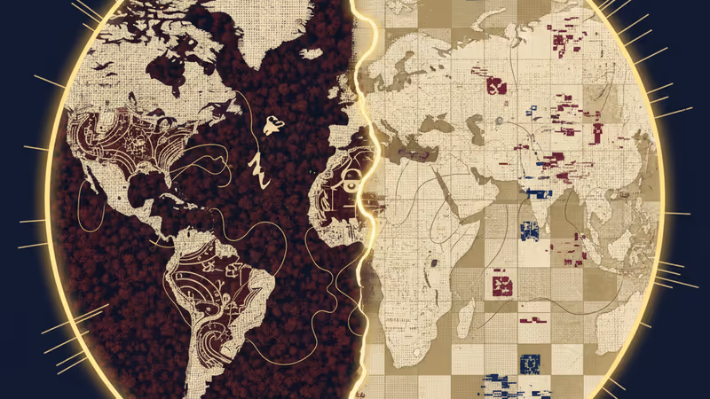 印度森林與數位邊界交錯的示意圖