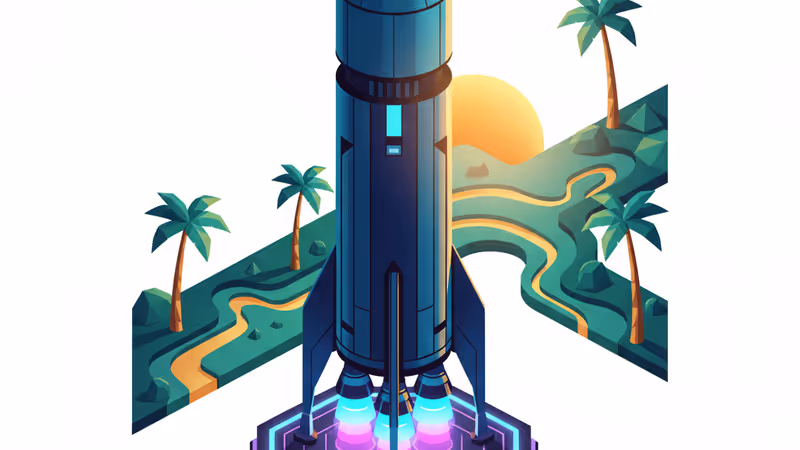 Artist impression of EtherealX reusable rocket landing in India