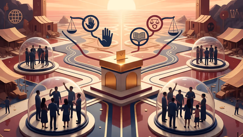 인도네시아 아체주의 파괴된 가옥들과 임시 텐트촌 전경