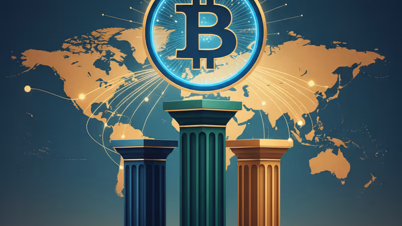 금융 차트 위에서 비트코인을 운용하는 기관 투자자의 모습