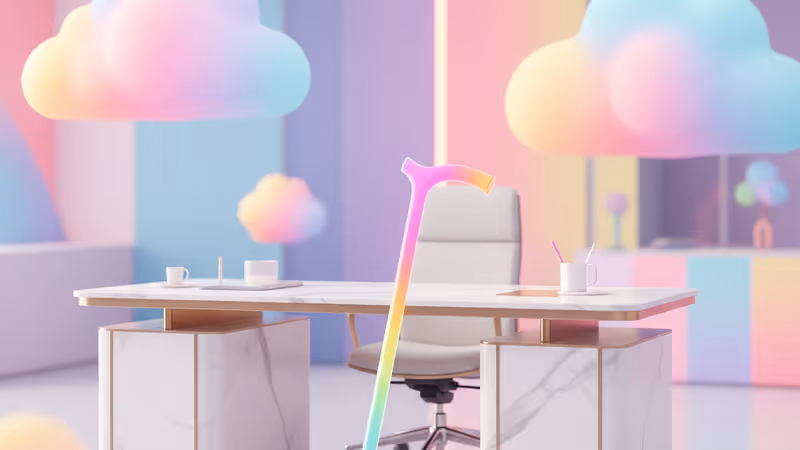 半透明の人物が杖を突いて歩く、目に見えない障害を象徴するイメージ