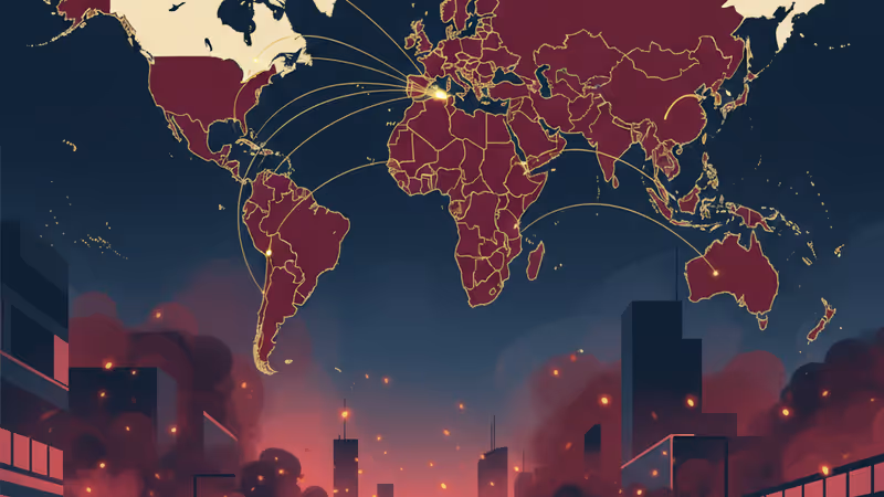 因抗議示威而冒出濃煙的伊朗城市景觀