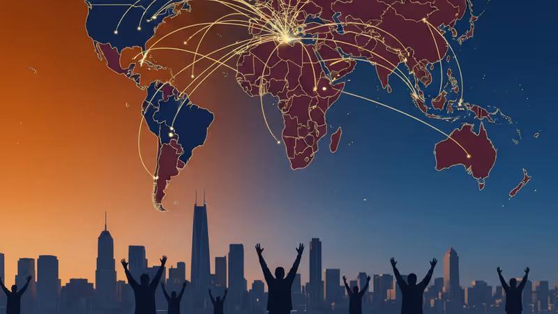 Silhouettes of protesters in Tehran during the 2025 economic crisis