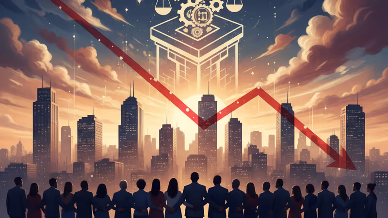 Protesters silhouette with economic charts in the background