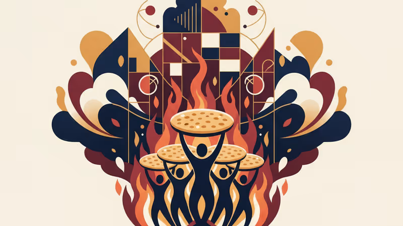 イランの街頭で抗議する人々と立ち上る煙の光景