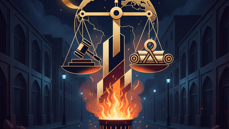 伊朗首都德黑蘭街頭行走的人群與商店