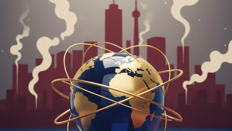 デモによる損傷を受けたイラン・テヘランの政府建物前の通りを歩く女性たち