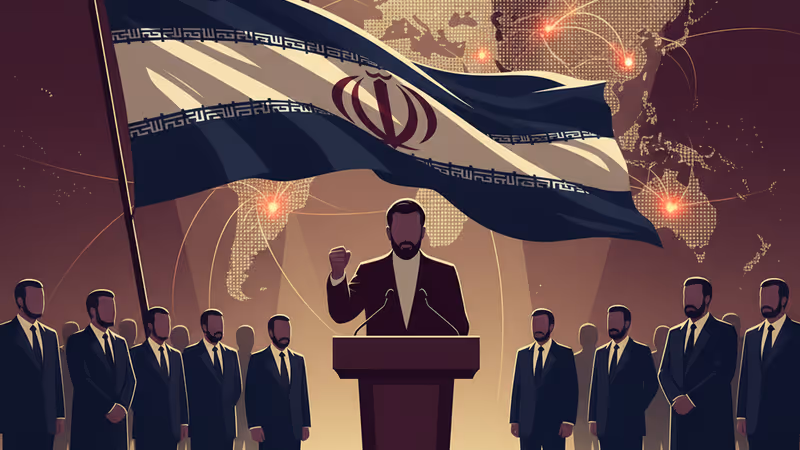 Iranian President Masoud Pezeshkian giving a speech amid rising Middle East tensions